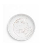 Unique ceramic plate with abstract face drawing produced in Europe