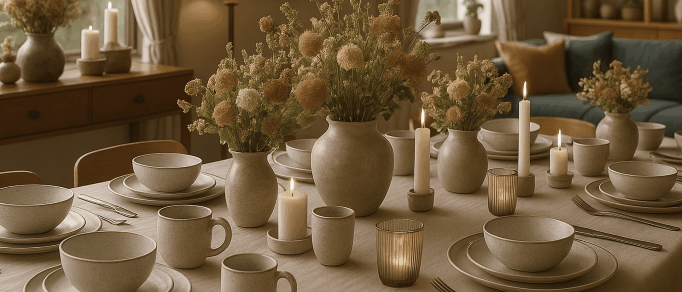 Elegant dining table with floral centerpieces European Ceramics